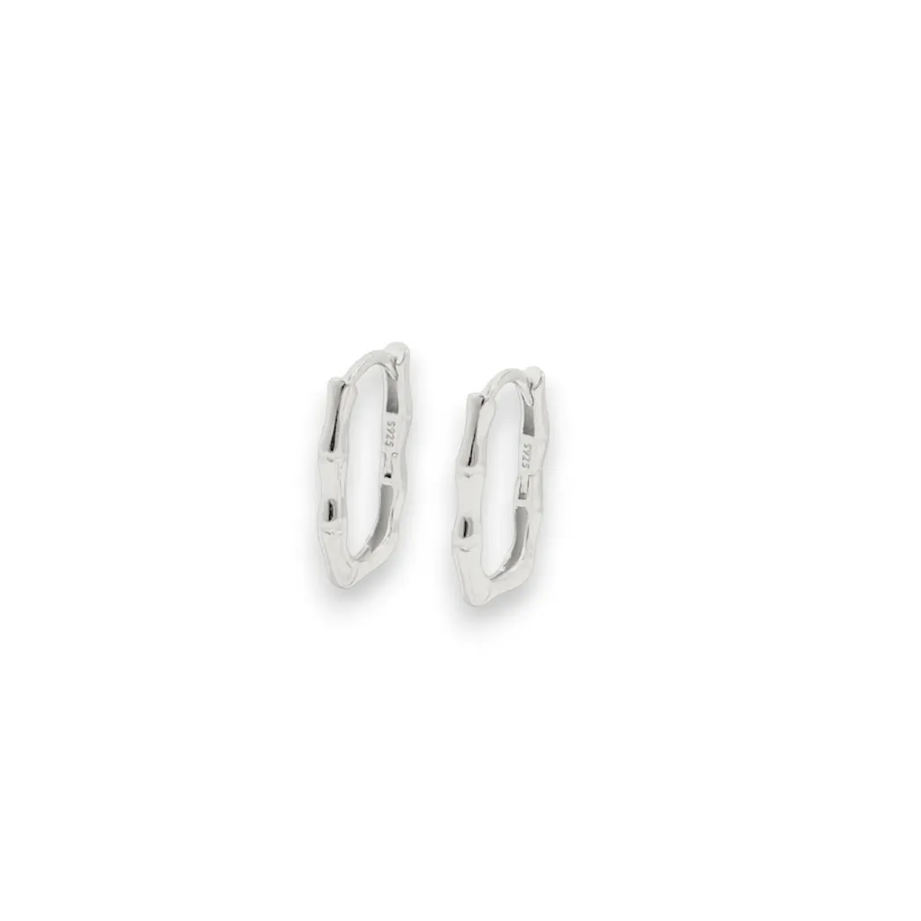 Boucles D'oreilles Bambou Argent Sterling 925 Plaqué Or 22k