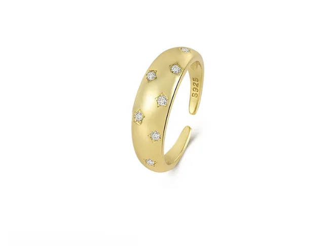 Bague Ajustable , Argent Sterling 925 Plaqué Or 18 Carats (Or)